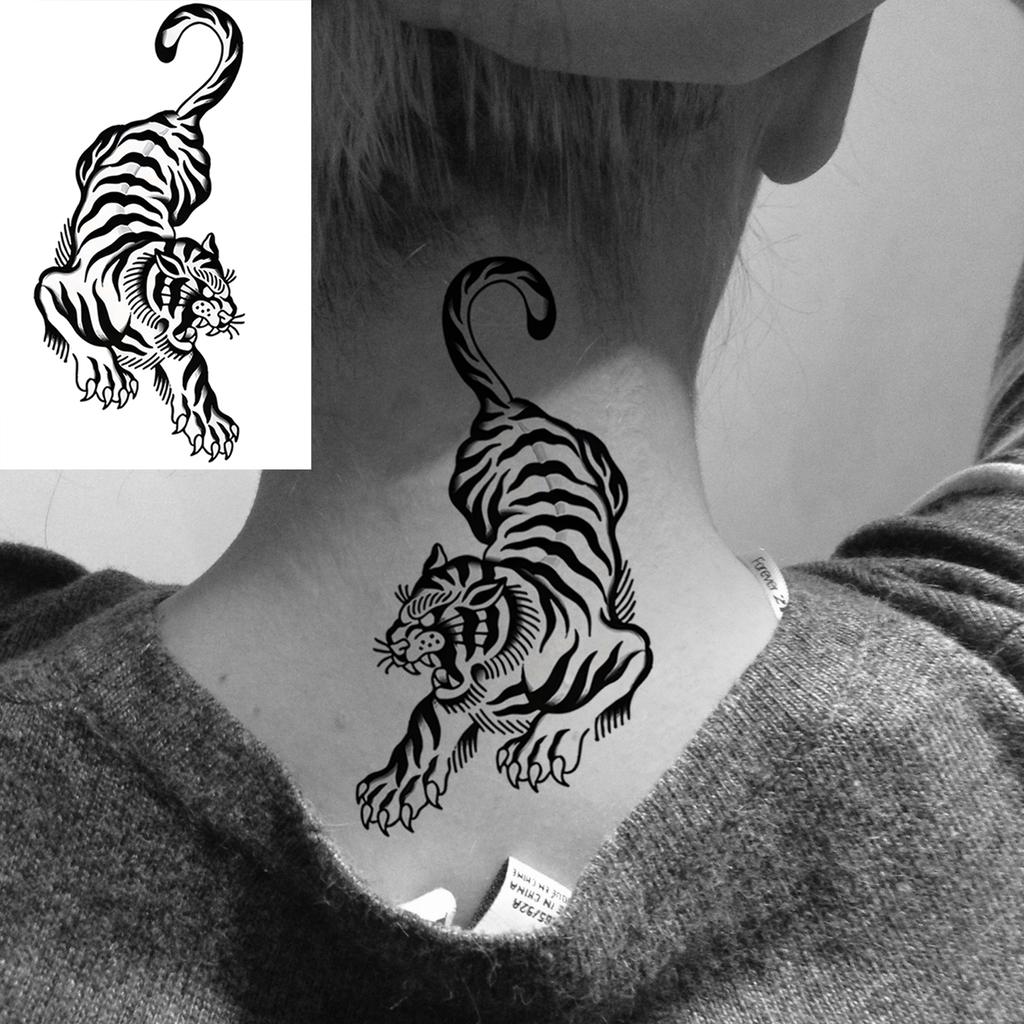 1 Sheet Spider Medusa Tiger Temporary Tattoos For Adult Hands Neck, Halloween Temp Fake Tattoo Sticker Realistic Tatoo Last Long