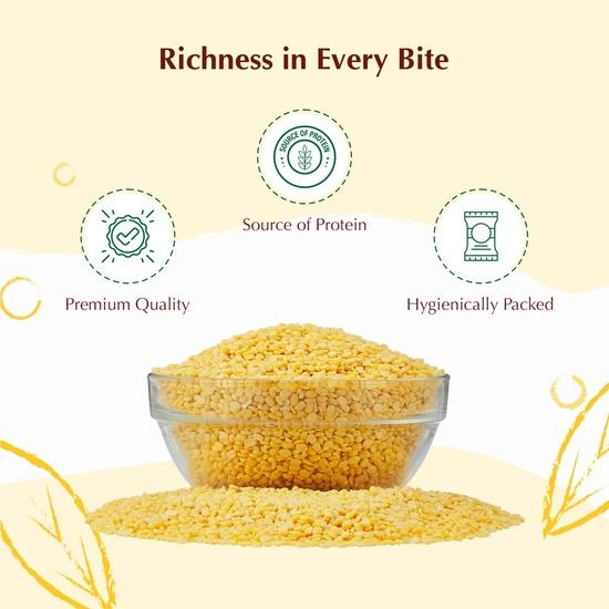 Vedaka Popular Moong Dal (Yellow) | 1kg |Rich In Protein | No Cholesterol or Additives (Pack of 2)