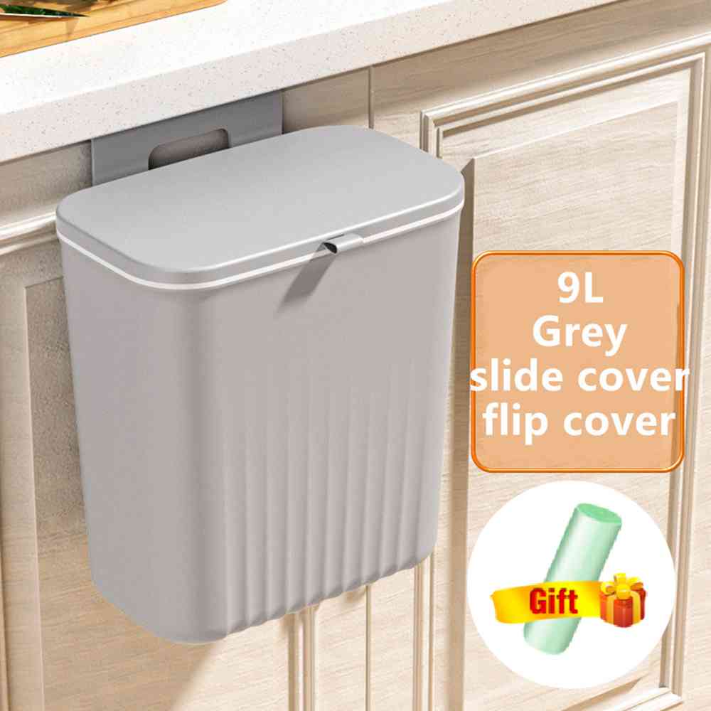 Coș de gunoi de perete 9/7L pentru bucătărie, pentru reciclare, coș de gunoi, coș de gunoi pentru toaletă, coș de gunoi agățat cu capac pentru ușa dulapului de bucătărie