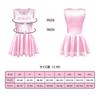 [LittleForBig] Unisex Glänsande Satinkjol Cheerleader Sissy Silkeslen Ärmlös Klänning, Rosa, Storlek L