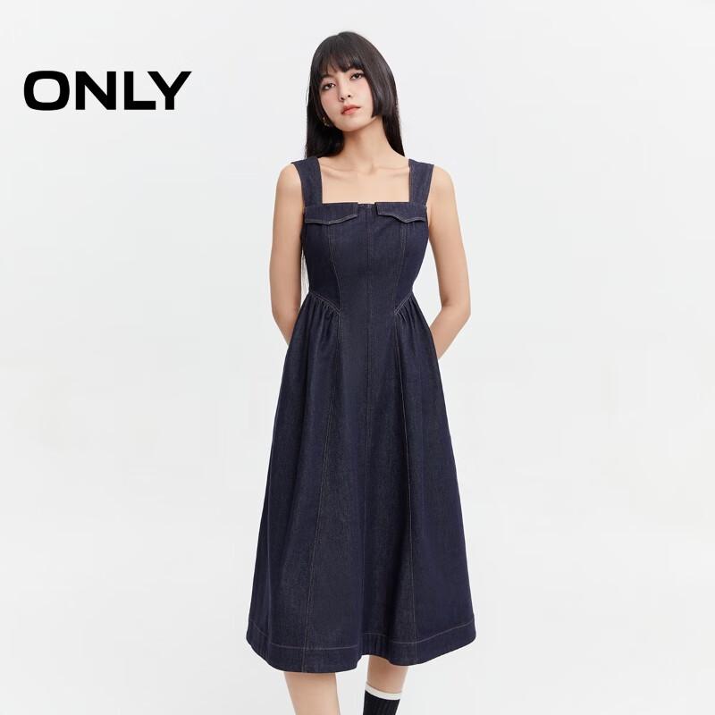 ONLY Women's Ruched Sleeveless Mid-length Denim Dress