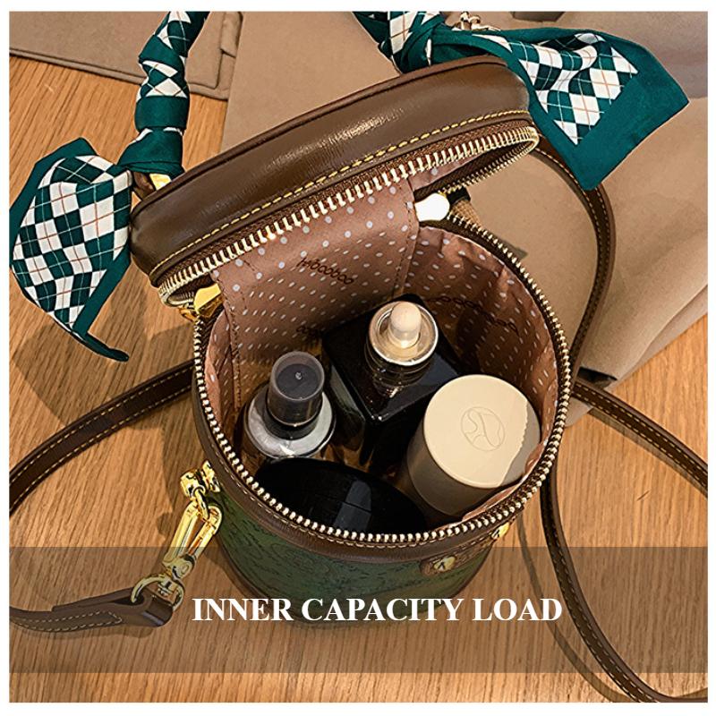 Fashion High Luxury Women's Bucket Bags Cute Cartoon Bear Letter Embossed Cylinder Messenger Bag with Exquisite Pendant Ladies Single Shoulder Bags