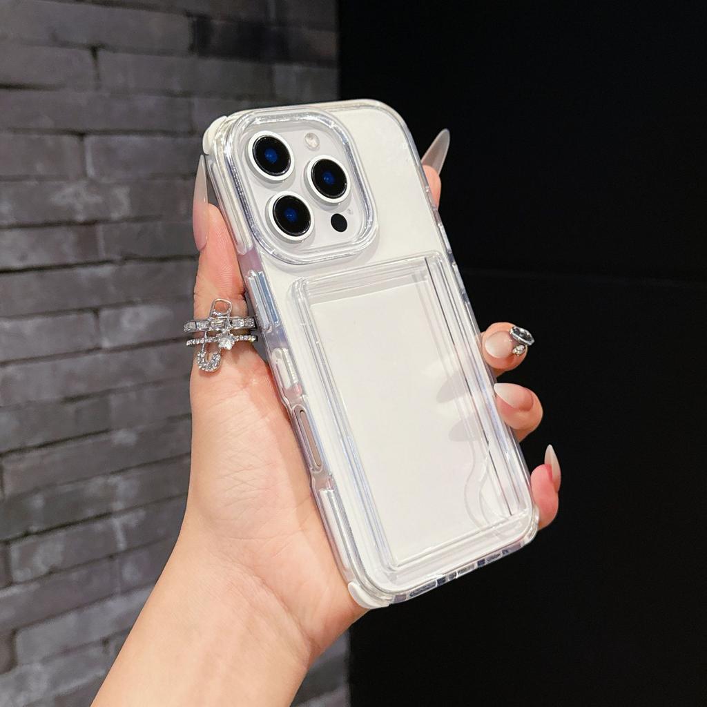 Candy Acrylic Rainbow Card Bag Suitable for Iphone16 Mobile Phone Case Four Corners Anti Fall 15 Transparent Card 14 Anti-fall