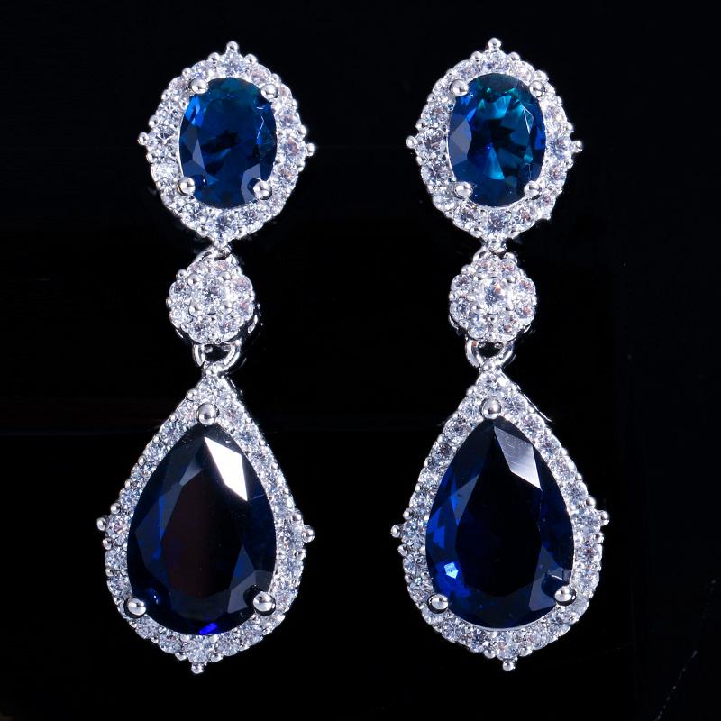 WWJ White Golden Color Party Jewellery Paved AAA Cubic Zirconia Drop Earrings