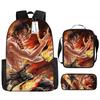 Animation Peripheral Student School Bag ONE PIECE Cartoon School Bag Girls and Boys Three-piece Set Backpack Satchel