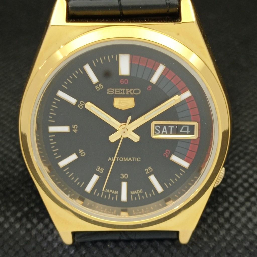 REFURBISHED VINTAGE SEIKO 5 AUTO 6309A JAPAN MENS DAY/DATE BLACK WATCH A309511-9 Seiko-a309511-1