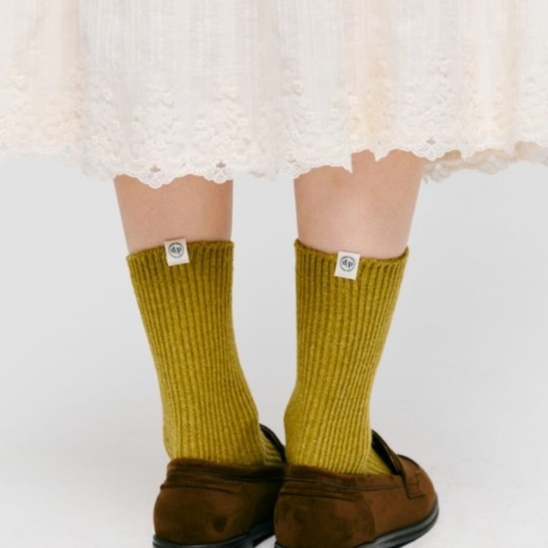 DEPOUND Label Wool Knit Socks - Olive