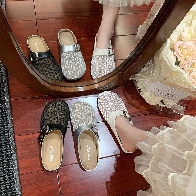 Soft-soled Women's Shoes Are Versatile with One Pedal 2025 Cool Slippers Baotou New Women's Lazy Summer Half Slippers