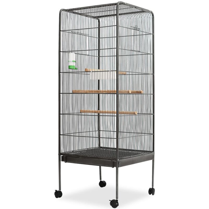 vidaXL Black Bird Cage 54 X 54 X 146 Cm Steel