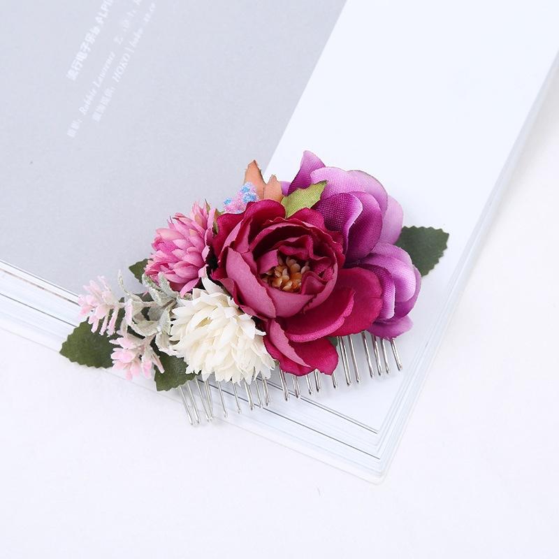 Bohemia Brides Wedding Flower Hair Comb Hairpin Bridesmaid Headdress Hair Combs Hair Accessories For Women Girls Floral Hairpins