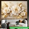 2D Flat Backdrop1pc Gold Floral White Floral Backdrop Banner Polyester Wall Decor For Living Room Bedroom Office Outdoor Decor Party