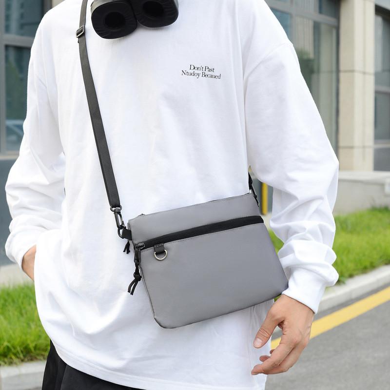 Mens Casual Nylon Crossbody Bag With Stitch Detailing For Travel And Everyday Use