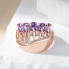 Glänzende Lila Natürliche Zirkon Große Ringe Für Frauen Mode Roségold Farbe Kristall Blume Vintage Hochzeitsschmuck