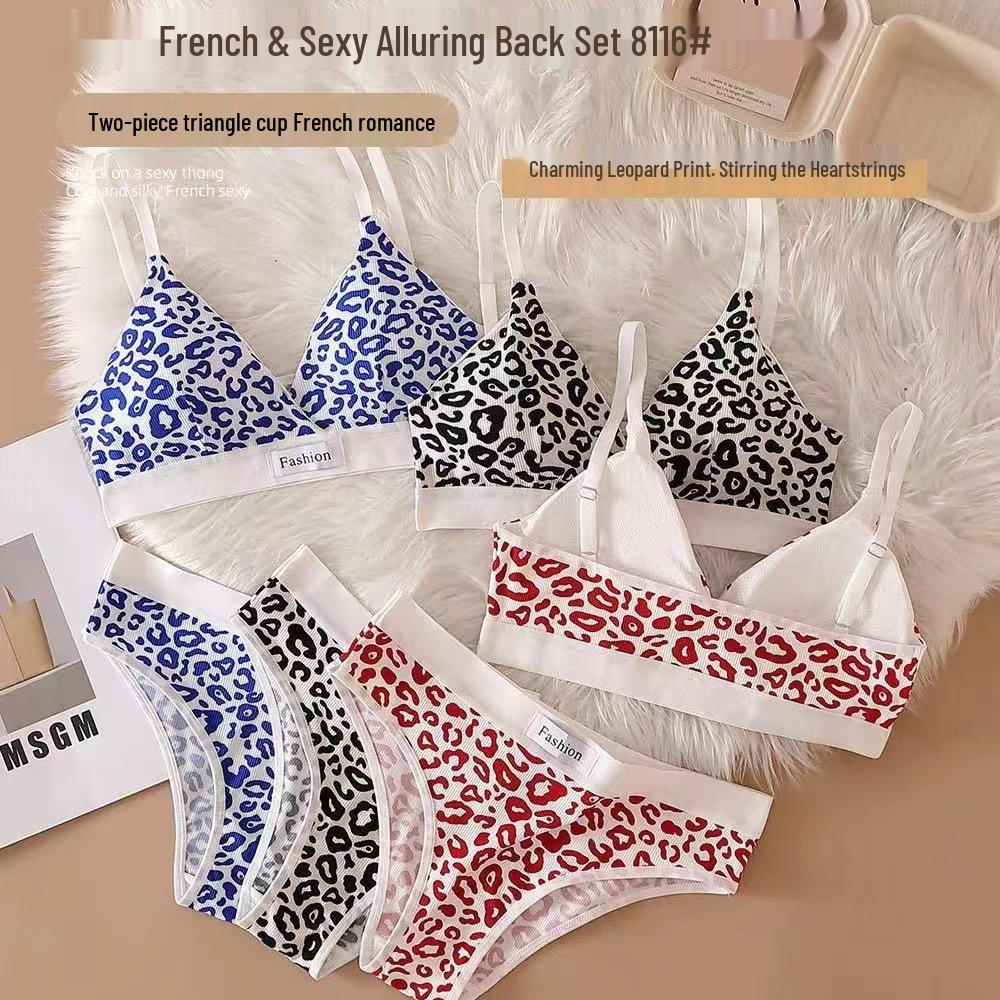 Naadloze Beugelvrije BH & Slip Set met Leopardprint en Verstelbare Bandjes