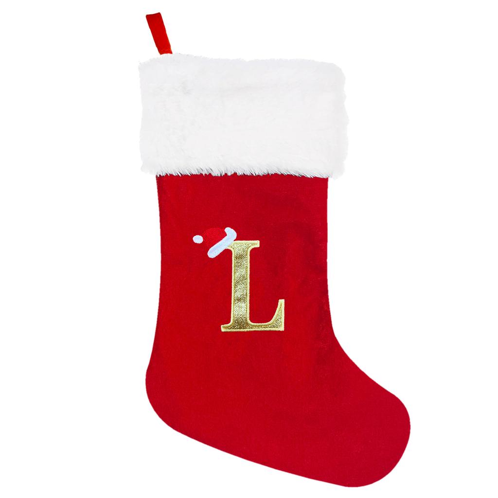 A-Z Letters Christmas Stocking Xmas Tree Pendant Alphabet Socks Gift Bag