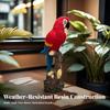 Parrot Figurine with Tree Trunk Base Vibrant Carved for Garden