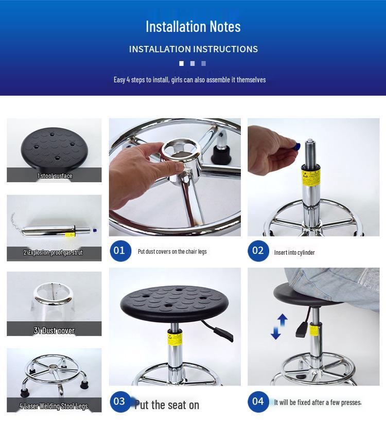 Anti-static Lab Stool with Adjustable Backrest for Optometry and Cleanroom Use