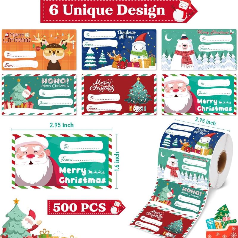 

500 наклеек/рулонная упаковка Рождественские наклейки Благословение Наклейки для украшения Подарочные серии Наклейки Наклейки Детские рождественские подарки