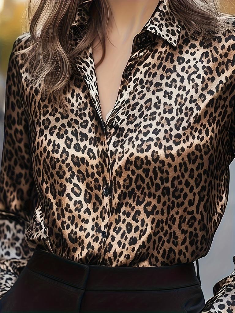 European and American temperament commuter printed long-sleeved shirt women's leisure animal pattern collage