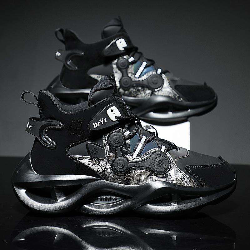 Large Size Winter New High-top Leather Dad Shoes Lightweight Platform Casual Sports Basketball Shoes Men's Shoes