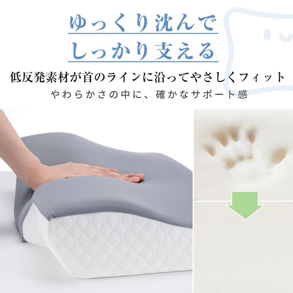 Neck Pain Relief Pillow [Shoulder Pressure Distribution Design, Low Center, High Sides, Differential Height Design, Low Resilience] Pillow with