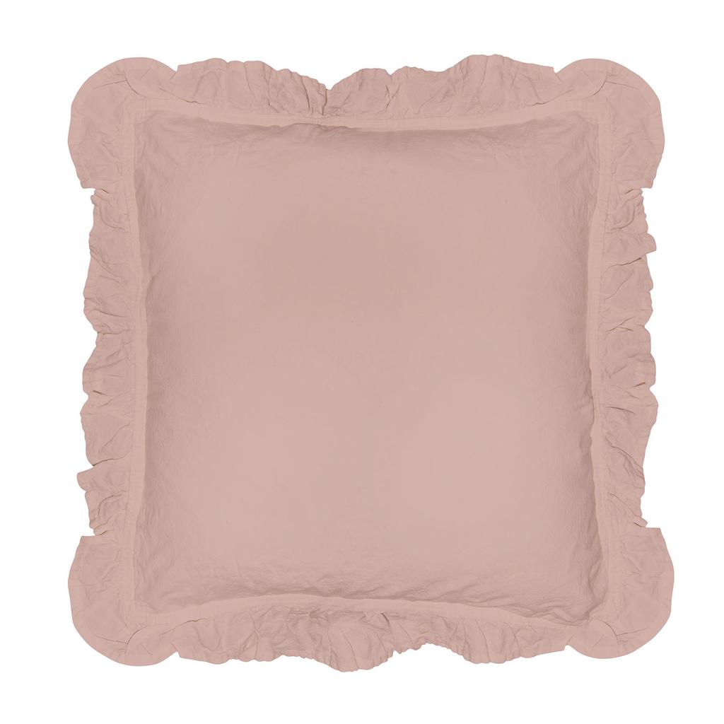Pillowcases 40x40 with Ruffles, Powder Pink, Set of 2