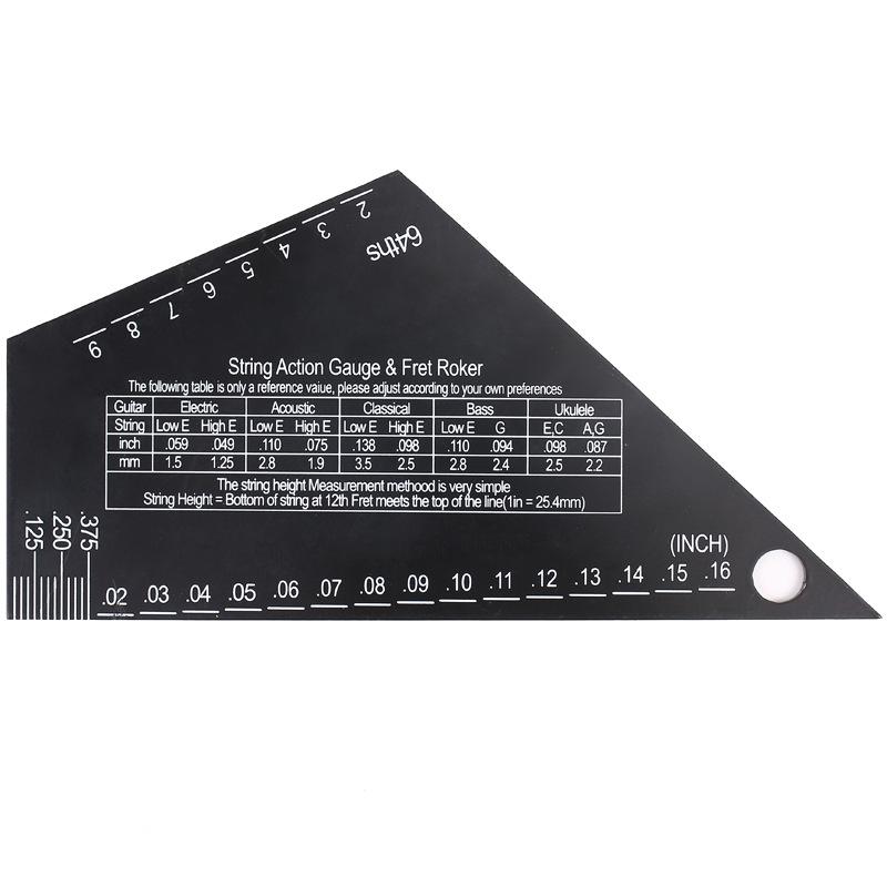 Black Electric & Acoustic Guitar String Height and Spacing Ruler