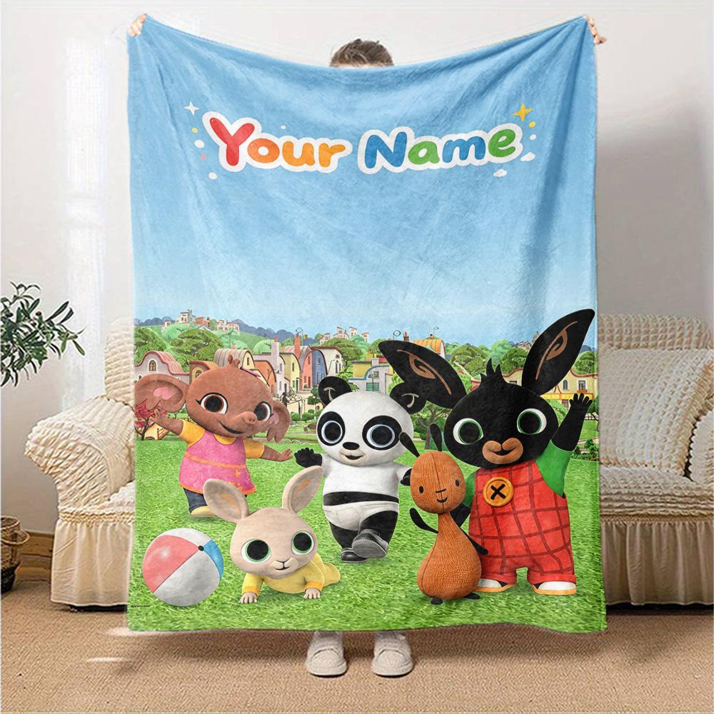 Name Custom Bing Print Flannel Blanket High Quality Warm Comfortable Cover for All Seasons Perfect for Gifts Home Decor