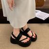 South In the South Black Small Man Platform Sandals Women's 2025 New Summer Wear Premium Cool Slippers