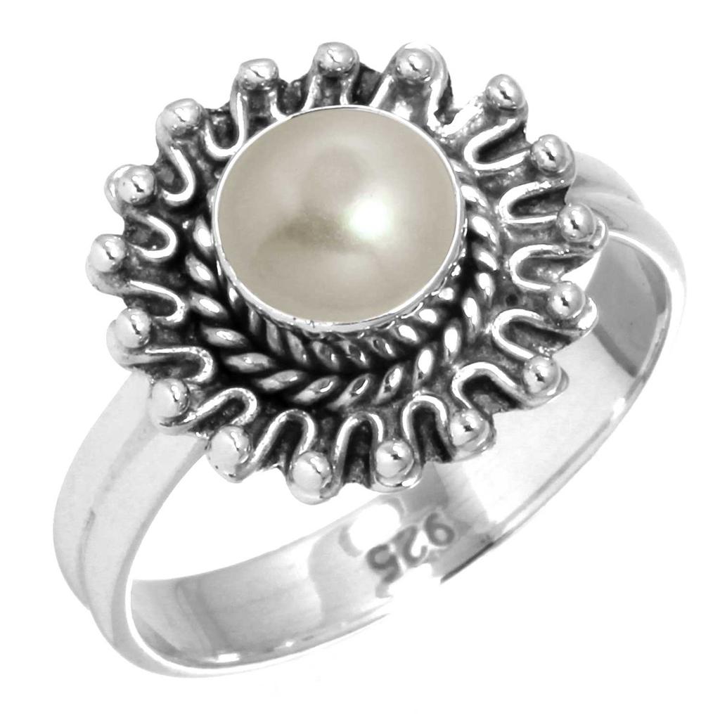 925 Sterling Silver Ring Women Gemstone Handmade Jewelry Valentine's Day Gift Blue Green Purple Copper Turquoise Pearl Lapis Mother Of Pearl Costume