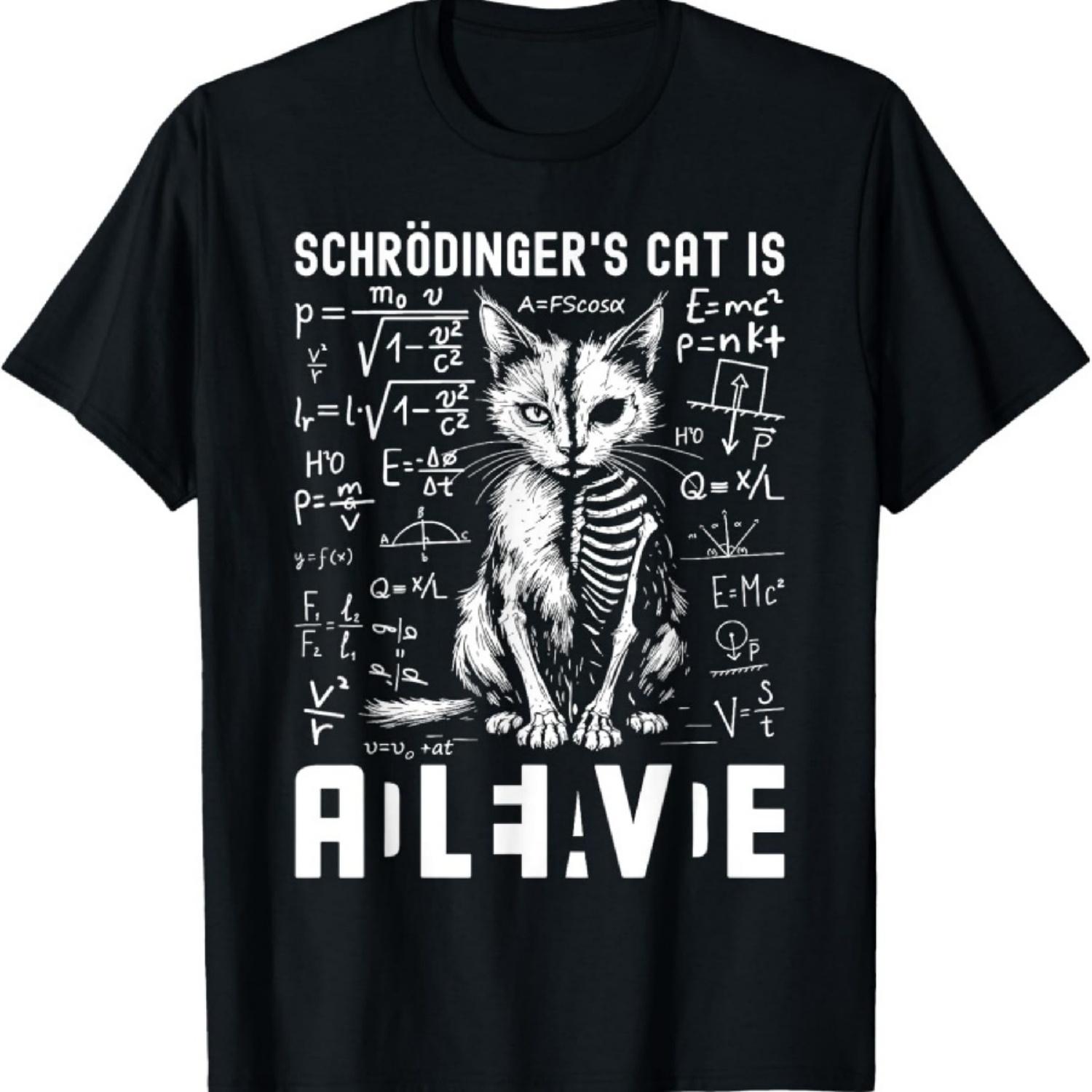 Футболка «Кот Шрёдингера мёртв и жив» для учителя физики XXXXXL чёрный