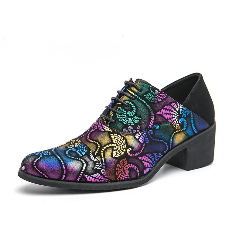 Dress Business Leather Shoes Men's Large Size High Heels Leather Shoes Men's Outer Height Office Groom Wedding Shoes