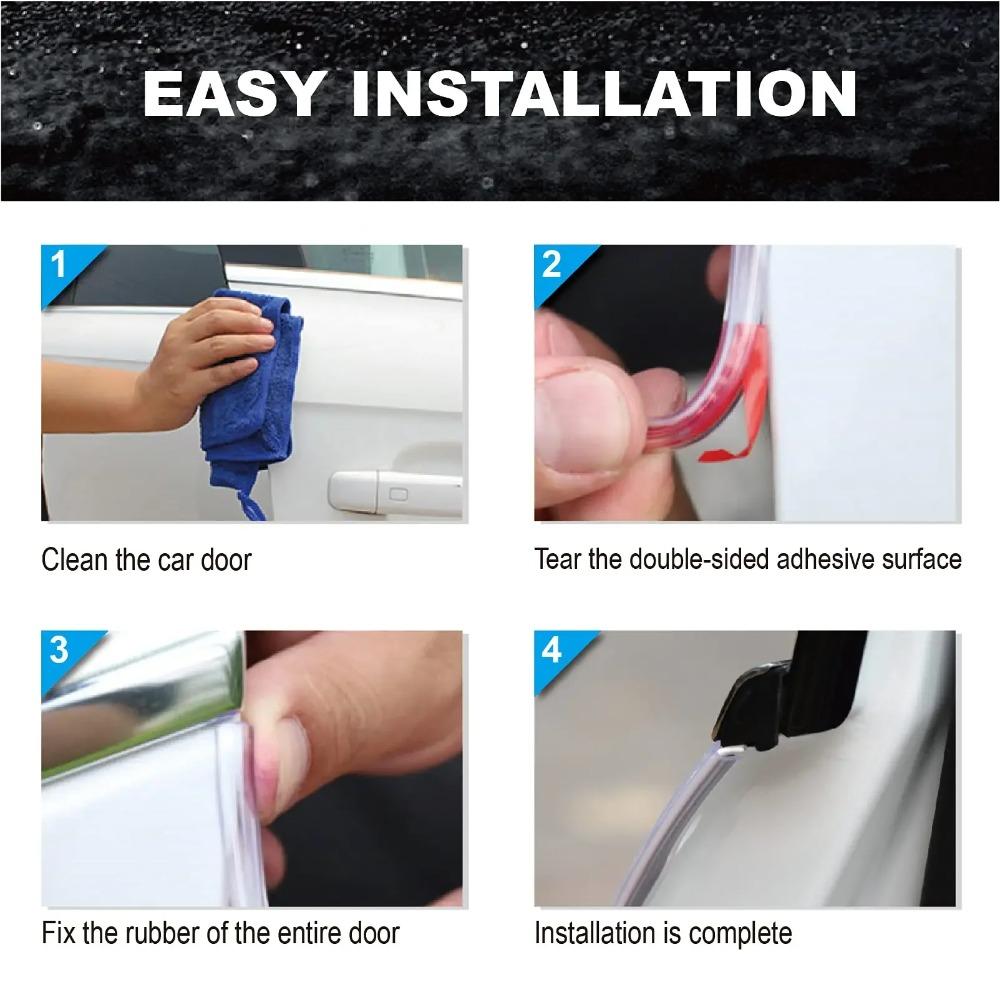 Car Door Edge Guards, 16ft Clear Chrome Universal U Shape Rubber Sealed Door Edge Protection Fit for Most Car