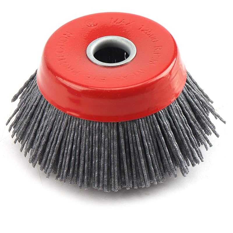4'' x 5/8'' Nylon Filament Wheels Cup Brush Set for Angle Grinder Grit 120,Nylon Drill Brush Kit for Removal Rust Corrosion Paint(1Pcs-Gray Cup Rush)