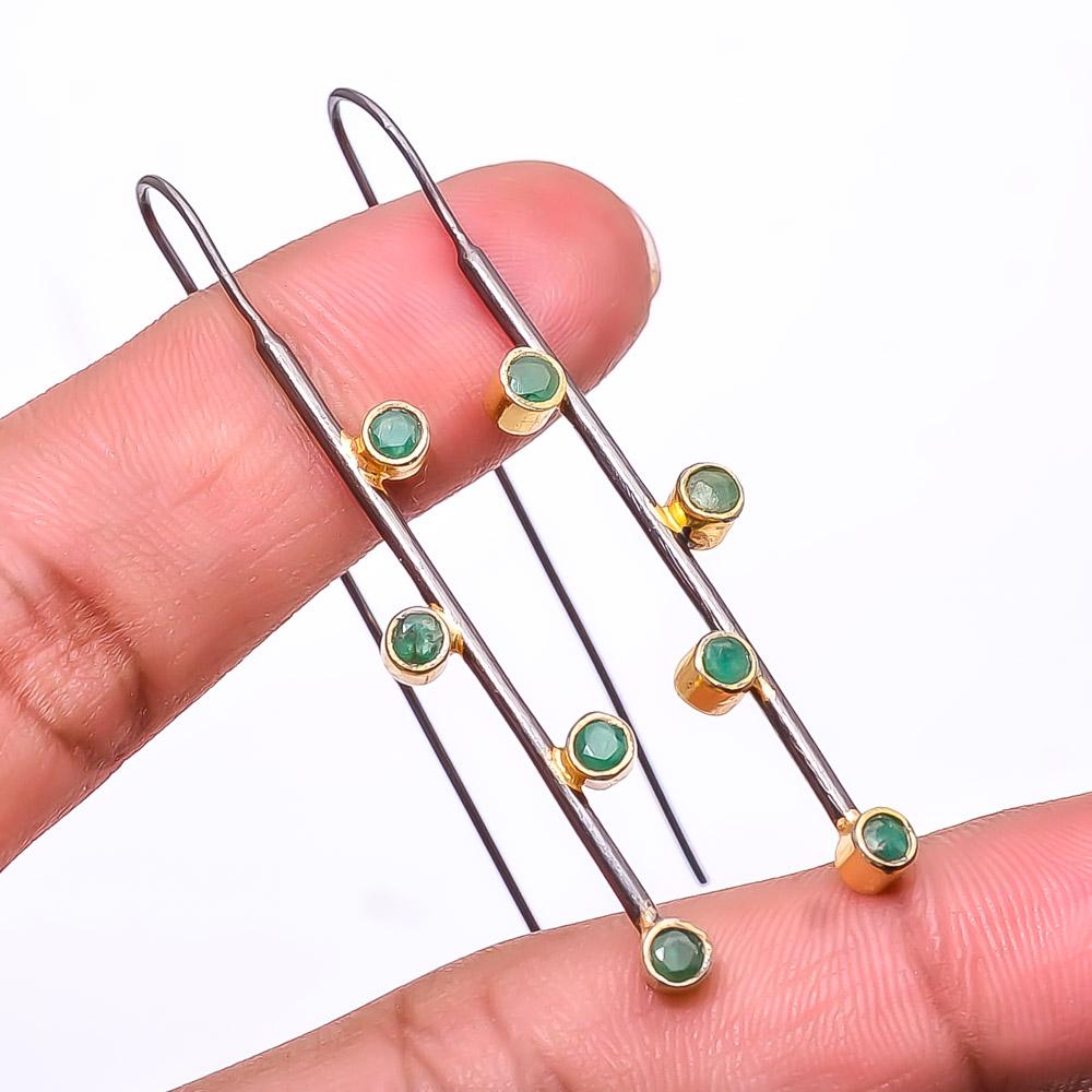 

Серьги 2,15 дюйма с родиевым покрытием «Изумруд – рудники Замбии» из серебра 925 пробы, черного и золотого цвета, E91