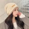 Curled Edge Fashionable Knitted Pullover Hat for Women Ear Protection Outdoor Confinement Warm Color Matching Toe Cap  Wool Pile Hat for Men