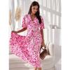 2024 Summer V-Neck Mid-Length Floral Swing Dress for Women