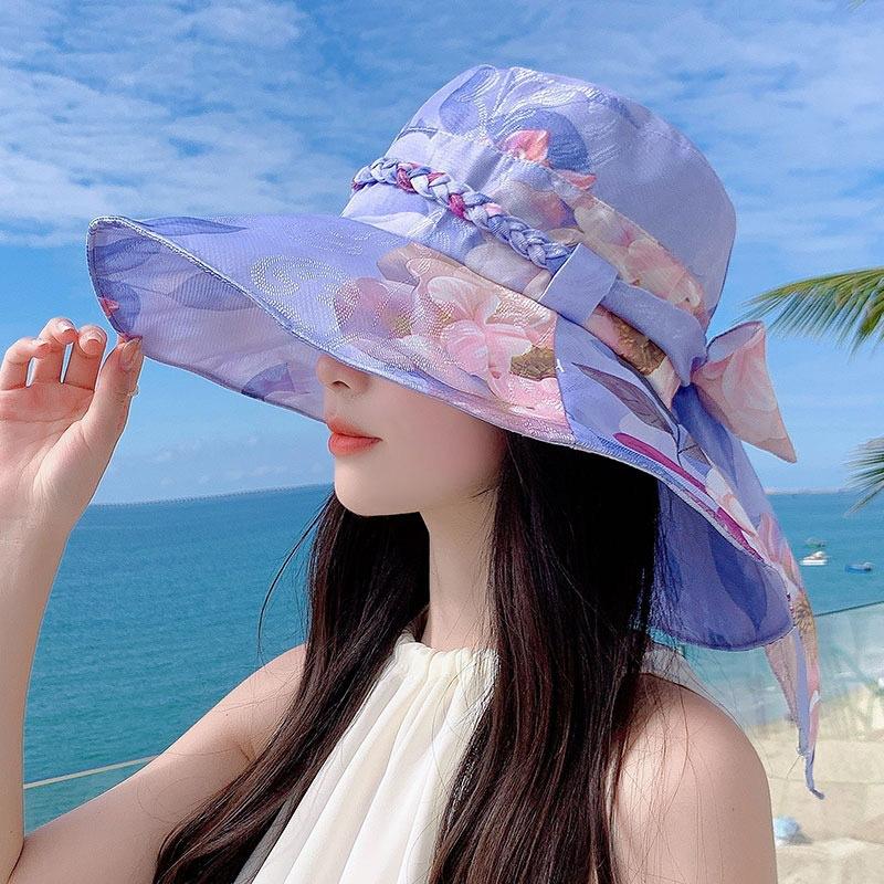 Women Summer Mesh Breathable And Foldable Fisherman Hat Outdoor Large Brim Sun Protection Hat Outdoor Beach Travel Cap