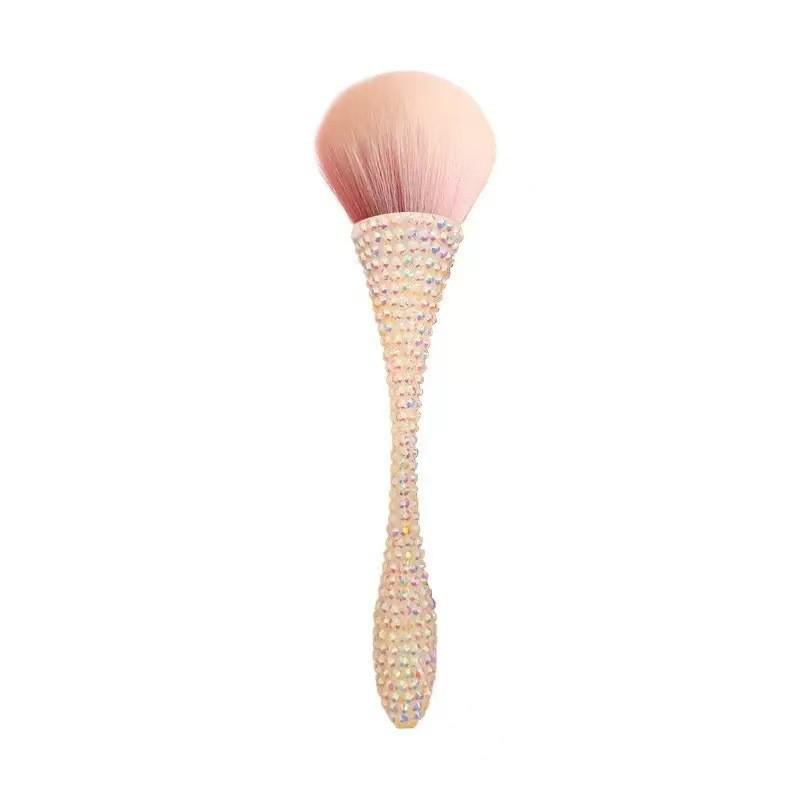 Diamond-Studded Slim Waist Powder Brush: Large Nail Art Dust & Setting Blush Brush