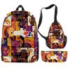 Cook 3D Digital Color Printing Backpack Set Oxford Cloth Waterproof And Wear-Resistant Three-Piece Backpack
