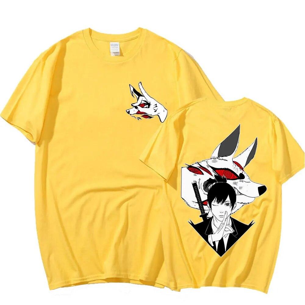 Anime Chainsaw Unisex T-shirt Unisexga Hayakawa Aki Fox Devil Kon Tryck T-shirts Unisex Kvinnor Casual Bomull Kortärmad T-shirt Oversized