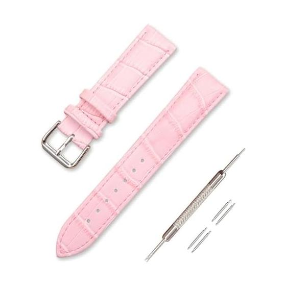 [Jumpsunfun] Watch Band 12mm~22mm Genuine Leather Watch Strap Crocodile Embossed Leather Watch Strap Watch Replacement Bell (Includes Instruction