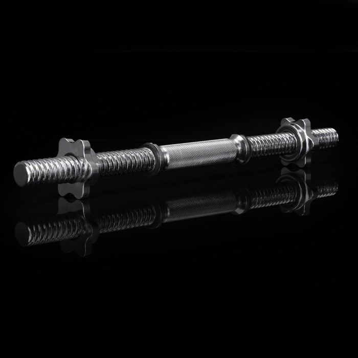 Barre courte pour musculation - SPRINGOS - 48 cm - 28 mm - Acier chromé - Poignée moletée