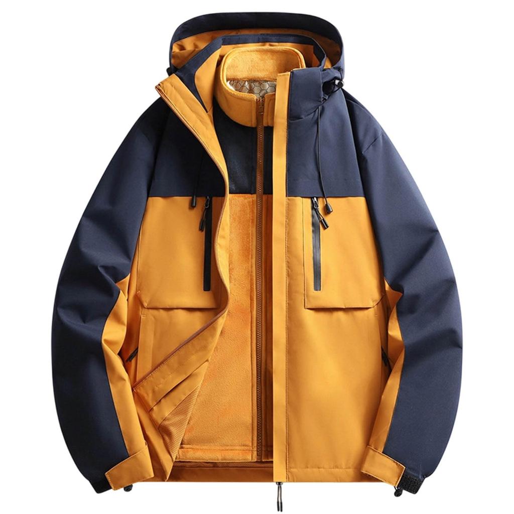 Men's Detachable Windproof Warm Outdoor Hiking Jacket for Fall Winter