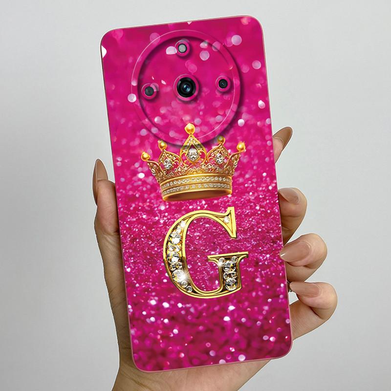 For Realme 11 Pro Plus 5G Fashion Initial Letter Couple Phone Case for Realme 11Pro 11 Pro+ Soft Silicone Lens Protective Casing