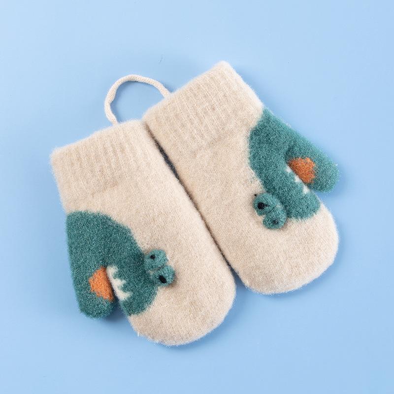 Xuehuaxiu Kinder-Thermohandschuhe, niedliche Cartoon-Strickhandschuhe zum Umhängen, doppellagige, verdickte Samthandschuhe im Großhandel