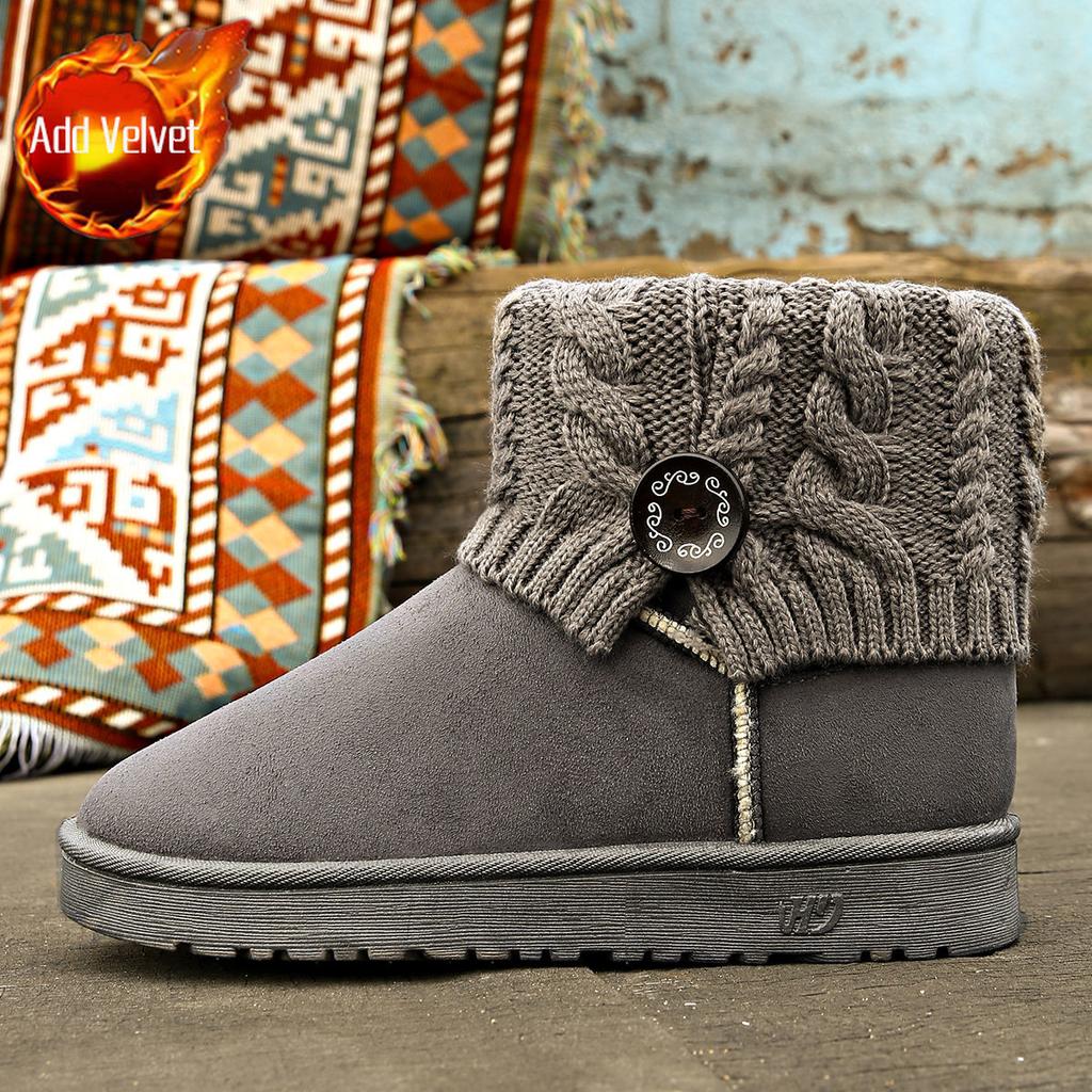 Fashion Round Toe Ladies Shoes Winter Flat Plush Women's Snow Boots Trend 2025 Novelty Fashion Footwear On Offer Hot Goth Padded Booties
