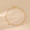 Gold Plated Dainty Chain Multi Color Enamel & CZ Dangling Choker Necklace