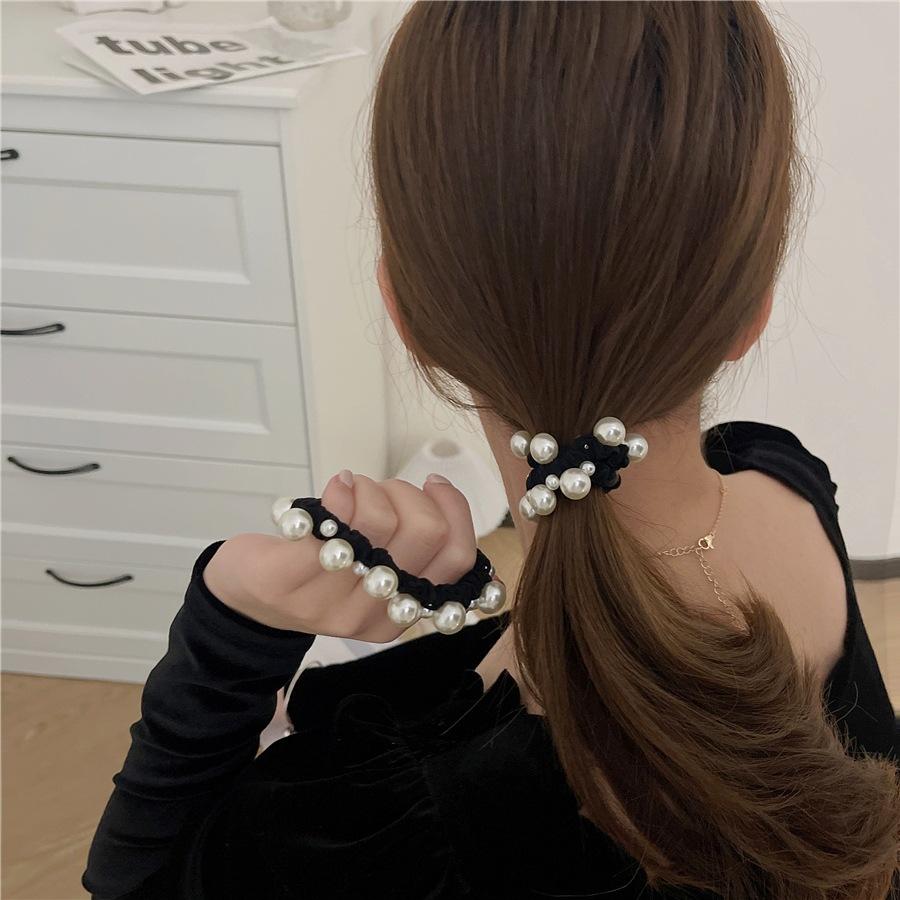 Pearl Hair Band, Ponytail Tie, High-elasticity and Durable Leather Band