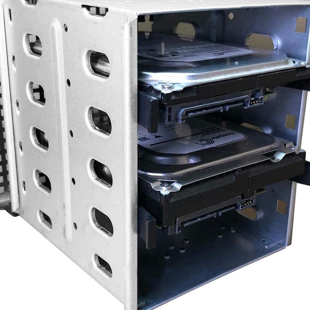 5,25-Zoll-zu-5x-3,5-Zoll-SATA-SAS-Festplattenkäfig-Rack Festplattengehäuse mit Lüfter Festplatten-Schlitten-Caddy-Adapter